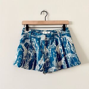 Anthropologie Cory Lynn Calter Silk Cotton Blend Shorts Blue & White - Size 2